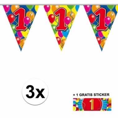 Feestwinkel | 1 jaar vlaggenlijnen 3x met gratis sticker morgen amste
