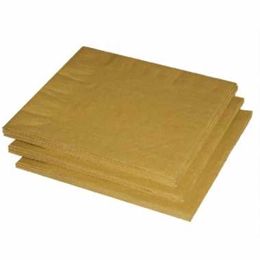 Feestwinkel | 100x stuks gouden papieren servetten 33x33 cm morgen amsterdam