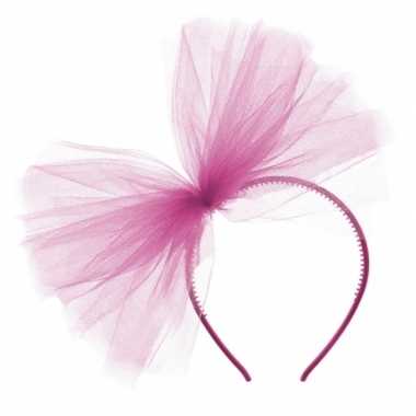 Feestwinkel | 1x fuchsia roze tule haarband/diadeem morgen amsterdam