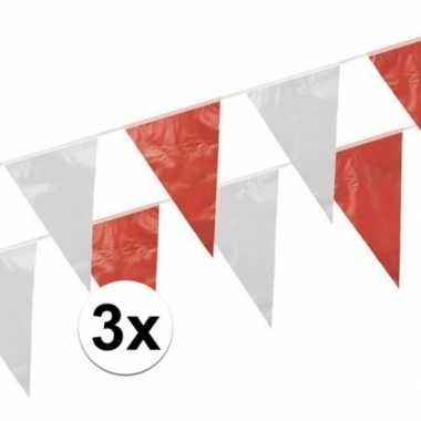 Feestwinkel | 3x rood witte vlaggetjes 10 meter morgen amsterdam