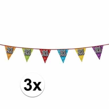 Feestwinkel | 3x vlaggenlijn 21 jaar feestje morgen amsterdam
