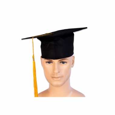 Feestwinkel | 50x stuks afstudeer hoeden geslaagd zwart met gouden kwast voor volwassenen morgen amsterdam