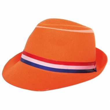 Feestwinkel |  Al capone hoed oranje met lint morgen Amsterdam