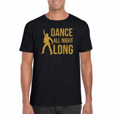 Feestwinkel | dance all night long / 70s / 80s t-shirt zwart voor heren morgen amsterdam