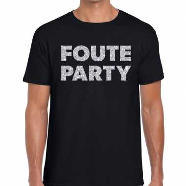 Feestwinkel | foute party zilveren letters fun t-shirt zwart voor her