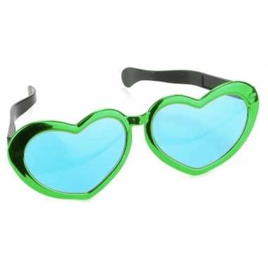 Feestwinkel | groene hartvormige xl verkleed bril voor volwassenen mo