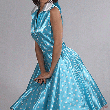 Feestwinkel | jaren 50 blauwe jurk met stippen morgen amsterdam