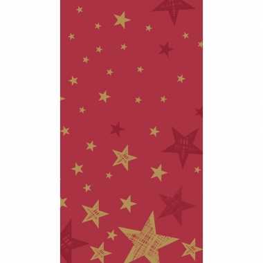 Kerst wegwerp tafelkleed rood met gouden sterren 138 x 220 cm