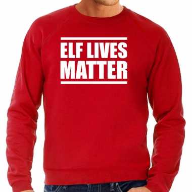 Feestwinkel | rode kersttrui/ kerstkleding elf lives matter voor heren morgen amsterdam