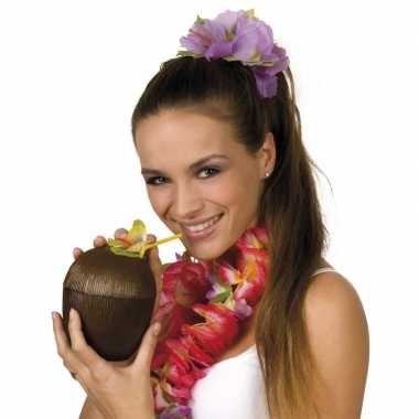 Feestwinkel | set van 10x stuks hawaii beker kokosnoot met rietje 400 ml morgen amsterdam