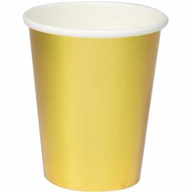 Feestwinkel | set van 32x metallic gouden feest bekers van karton 350 ml morgen amsterdam