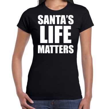 Feestwinkel | zwart kerstshirt / kerstkleding santas life matters voor dames morgen amsterdam