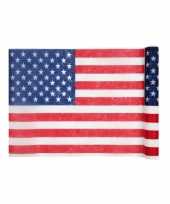 1x amerikaanse vlag tafellopers op rol 500 cm feestversiering