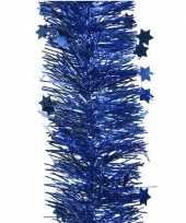 1x kerst lametta guirlandes kobaltblauw glitters glinsterendmet sterren 10 cm breed x 270 cm kerstboom versiering decoratie