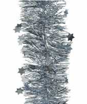 1x kerst lametta guirlandes lichtblauw glitters glinsterendmet sterren 10 cm breed x 270 cm kerstboom versiering decoratie