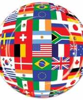 24x stuks landen thema bordjes met internationale vlaggen 23 cm