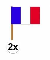 2x grote frankrijk zwaaivlaggetjes
