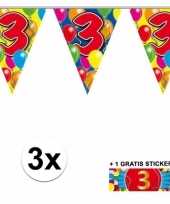 3 jaar vlaggenlijnen 3x met gratis sticker