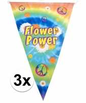 3x hippie feest vlaggenlijn flower power 5 meter