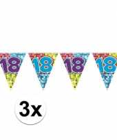 3x mini vlaggetjeslijn slingers verjaardag versiering 18 jaar