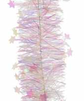 4x kerst lametta guirlandes parelmoer wit sterren glinsterend 10 x 270 cm kerstboom versiering decoratie