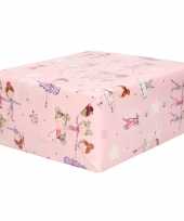 4x rol kinderverjaardag inpakpapier roze met ballet danseresjes 200 x 70 cm