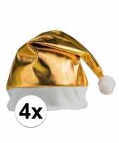 4x stuks kerstmutsen glimmend goud