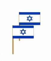 4x stuks luxe zwaaivlag op stok vlag israel 30 x 45 cm