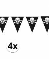 4x stuks piraten versiering vlaggenlijnen
