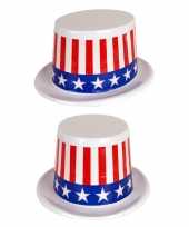 4x stuks plastic usa amerikaanse thema hoed met stars and stripes