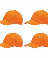 4x voordelige oranje pet voor volwassenen