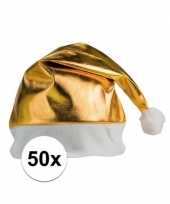 50x stuks kerstmutsen glimmend goud
