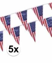 5x amerikaanse usa punt vlaggetjes lijnen