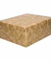 5x bruin cadeaupapier gouden blaadjes print 70 x 200 cm