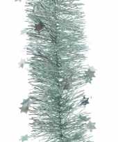5x kerst lametta guirlandes mintgroen sterren glinsterend 10 x 270 cm kerstboom versiering decoratie