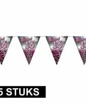 5x roze slingers vlaggenlijnen 16 jaar 10 meter