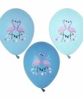 6x flamingo feest ballonnen blauw