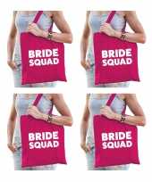 6x vrijgezellen bride squad tasje roze dikke letters dames