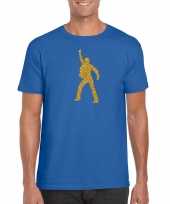 70s 80s disco t-shirt blauw voor heren 10226274