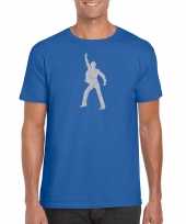 70s 80s disco t-shirt blauw voor heren