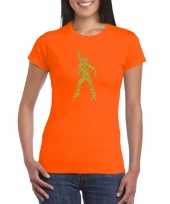 70s 80s disco t-shirt oranje voor dames 10226270