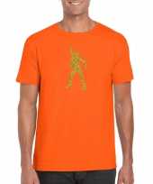 70s 80s disco t-shirt oranje voor heren 10226276