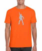 70s 80s disco t-shirt oranje voor heren