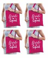 8x bride squad vrijgezellenfeest tasje roze dames