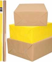 8x rollen kraft inpakpapier kaftpapier pakket bruin geel 200 x 70 cm