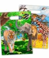 8x safari jungle uitdeelzakjes 18 x 29 cm