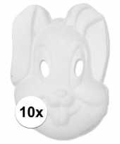 Basic wit konijnen hazen masker 10 stuks