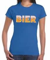 Bier fun t-shirt blauw voor dames