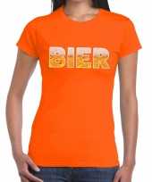 Bier fun t-shirt oranje voor dames