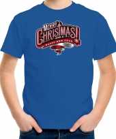 Blauw kerst-shirt kerstkleding merry christmas voor kinderen